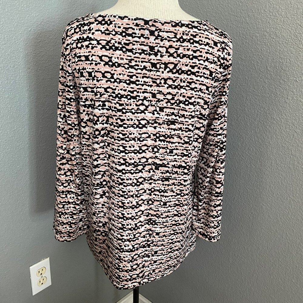 Jones New York Blouse Women's Size Medium Boho Chic Keyhole Feminine Abstract - Picture 8 of 9